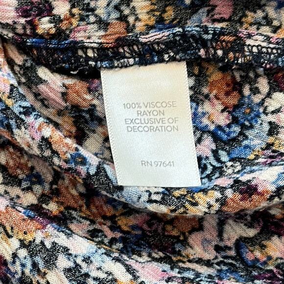 J Jill Long Sleeve Ditsy Floral Blouse Embroidered Detail 3/4 Wide Sleeve Size L - Picture 12 of 13